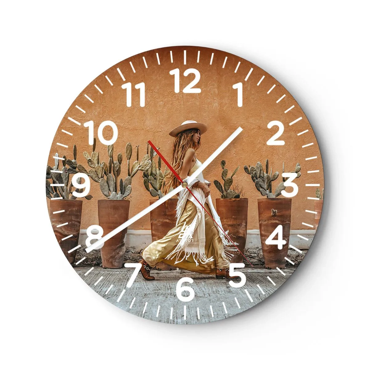 Wall clock - Clock on glass - Hippie Style - 30x30 cm