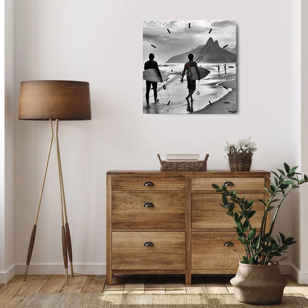 Wall clock - Clock on glass - Samba for One Wave - 30x30 cm