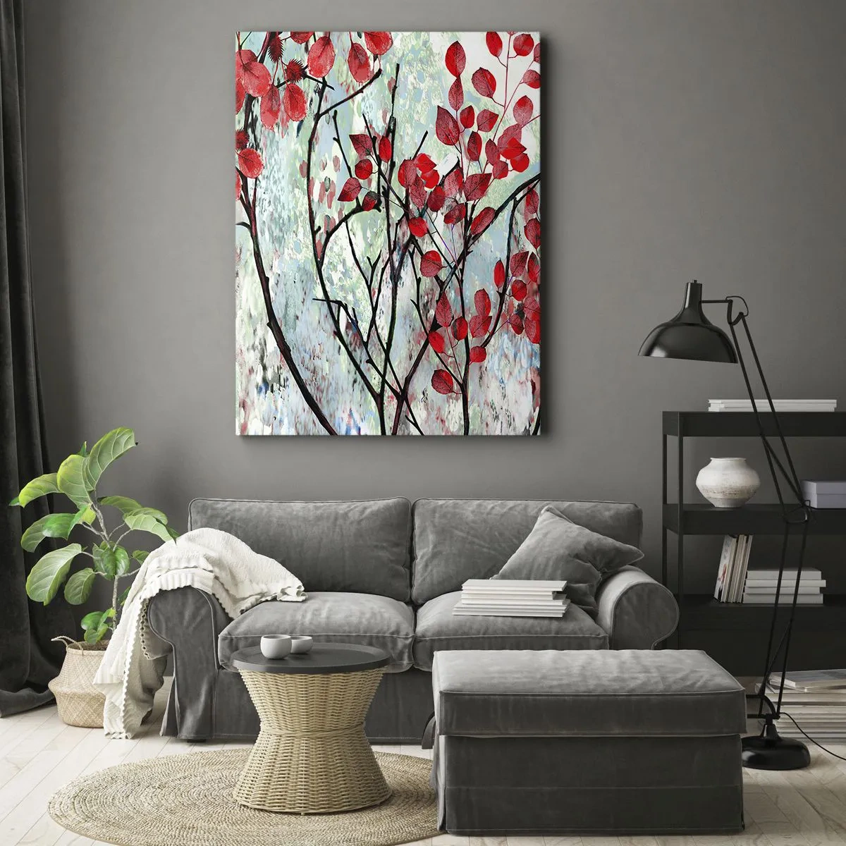 Canvas picture - Tree in Scarlet - 65x120 cm