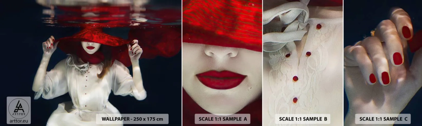 Photo Wallpaper Sample Self-Adhesive Deluxe Sticker - Mysterious Woman - Abstraction, Woman In A Hat, Piece - 100x30 cm