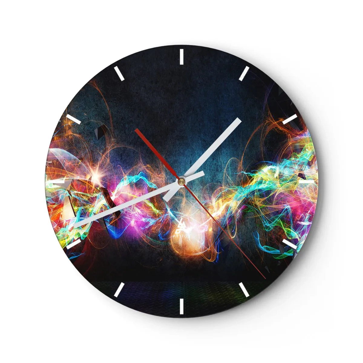 Wall clock - Clock on glass - Joyfully against Darkness - 40x40 cm