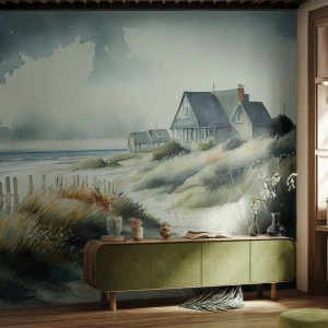 Photo Wallpaper Premium Canvas - Away from the Hustle and Bustle - House, Beach, Sea - 500x350 cm