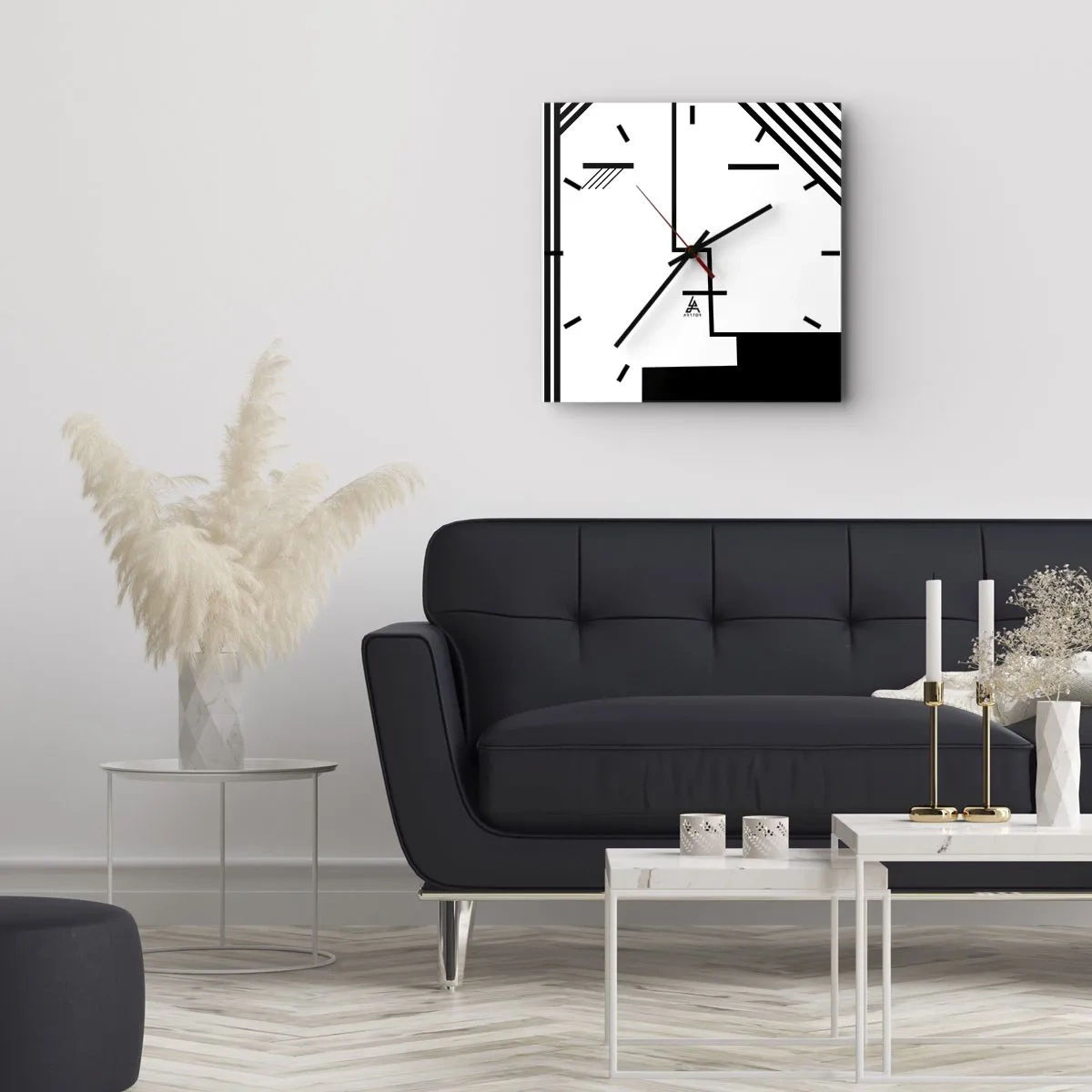 Wall clock - Clock on glass - Simply a Kiss - 40x40 cm