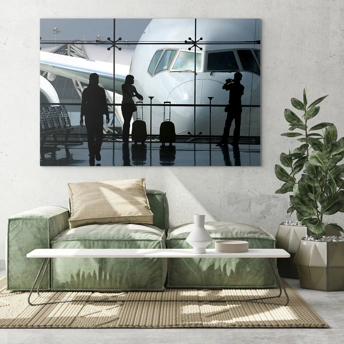 Glass picture - Via a Vis at the Aiport - 120x80 cm
