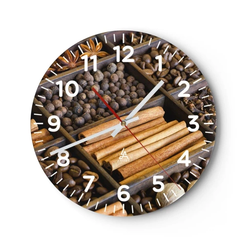 Wall clock - Clock on glass - Treasury of Aromas - 30x30 cm