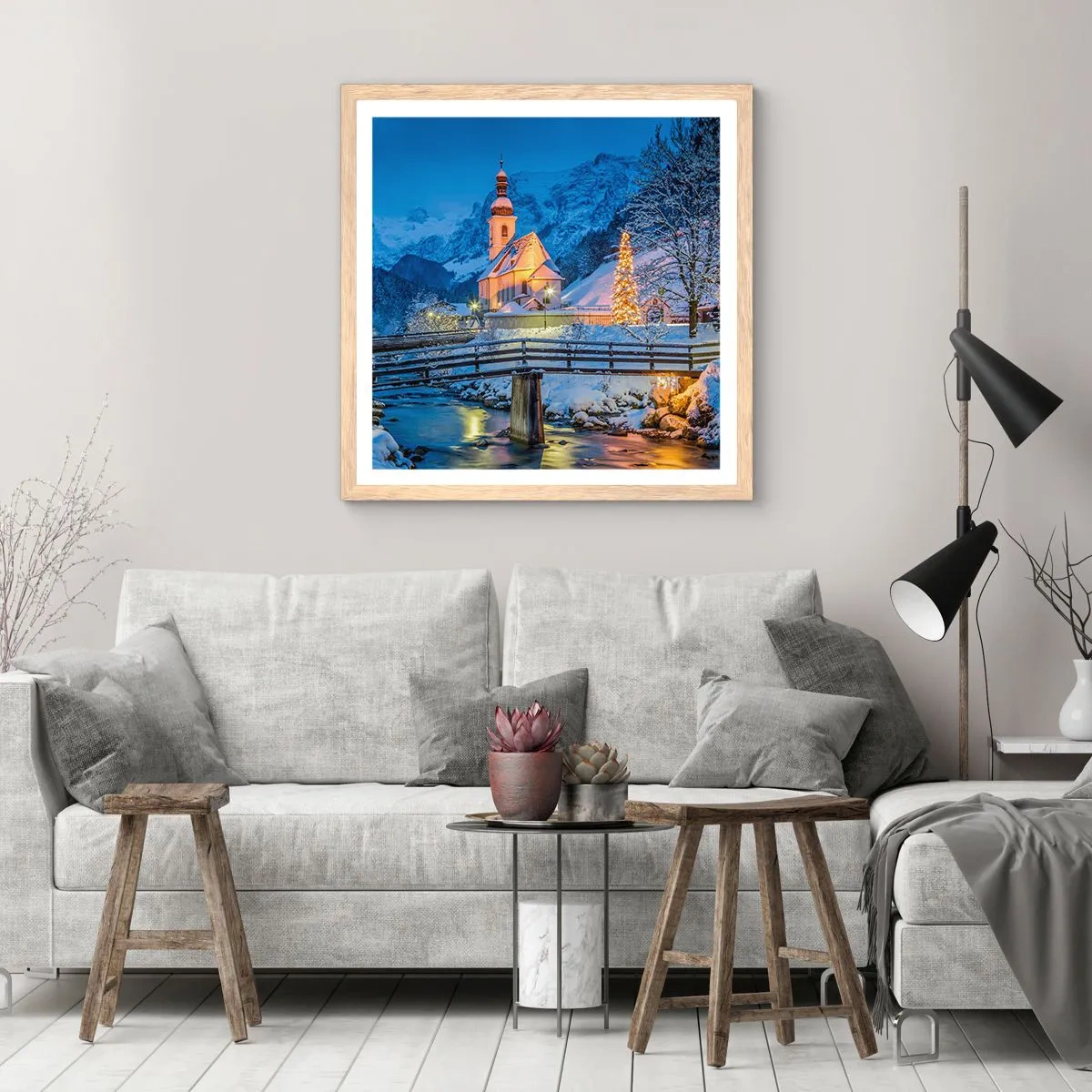 Poster in light oak frame - Spirit of Christmas - 40x40 cm