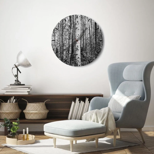 Wall clock - Clock on glass - Birch Colonnade - 40x40 cm