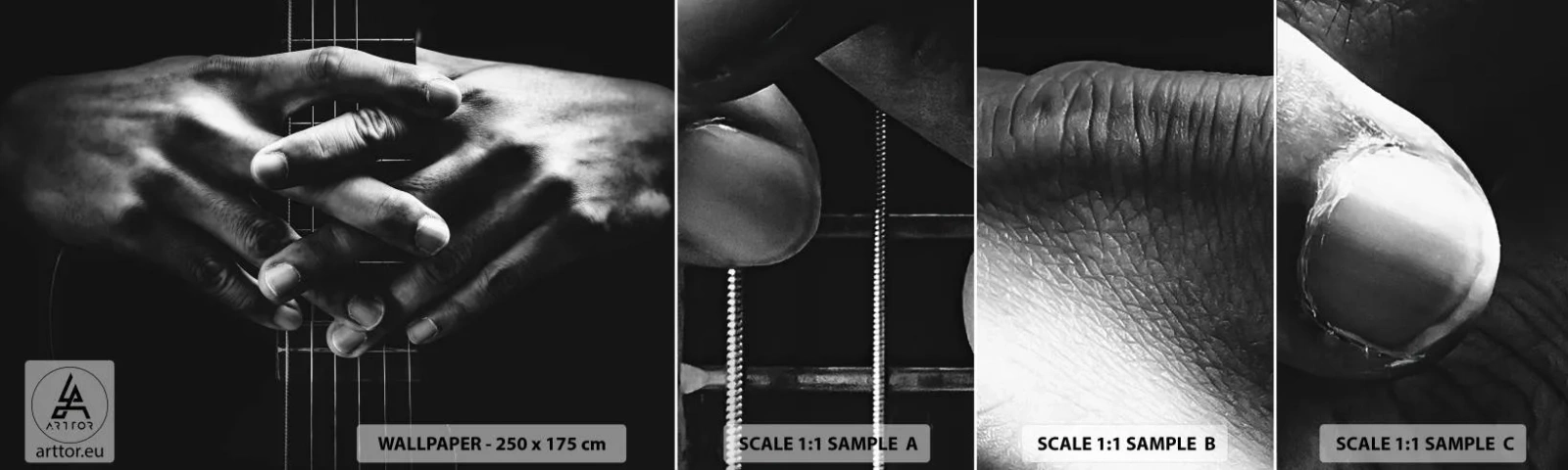 Photo Wallpaper Sample Self-Adhesive Deluxe Sticker - Artist's Prayer - Guitarist, Musician, Guitar - 100x30 cm