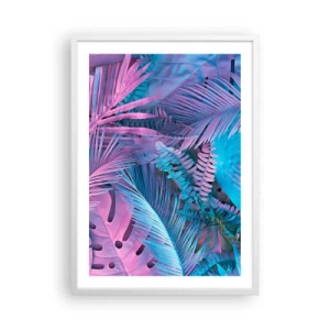 Poster in white frmae - Tropics in Pink and Blue - 50x70 cm