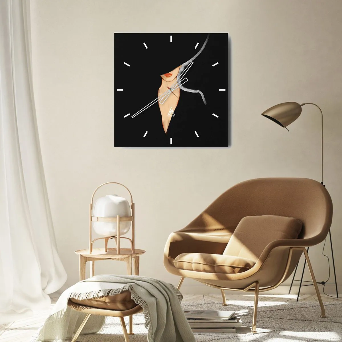 Wall clock - Clock on glass - Elegance and Style - 30x30 cm