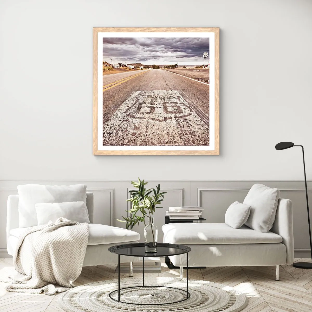 Poster in light oak frame - Mother Road - American Legend - 60x60 cm