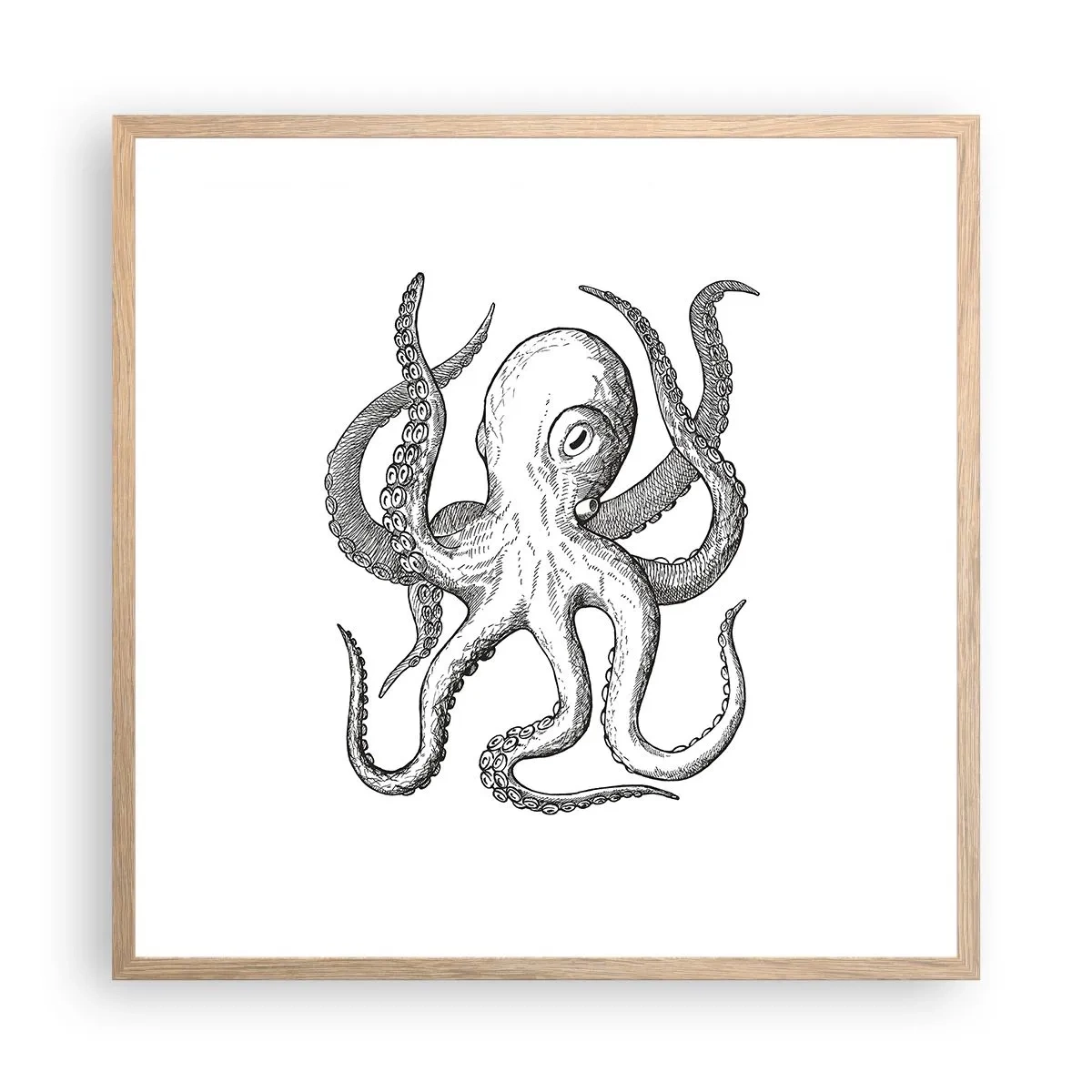 Poster in light oak frame - Dancing with the Waves - 60x60 cm