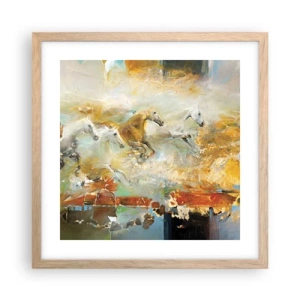Poster in light oak frame - Gallopping through the World - 40x40 cm