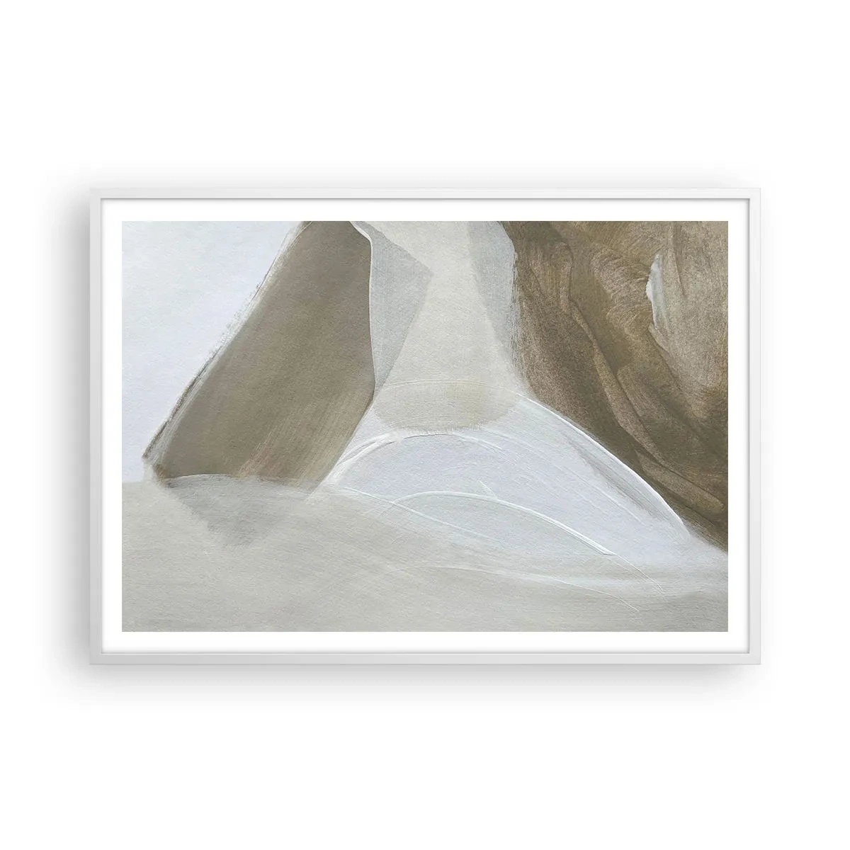 Poster in white frmae - Waves of White - 100x70 cm