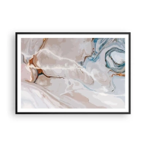 Poster in black frame - Blue Meanders under White - 100x70 cm