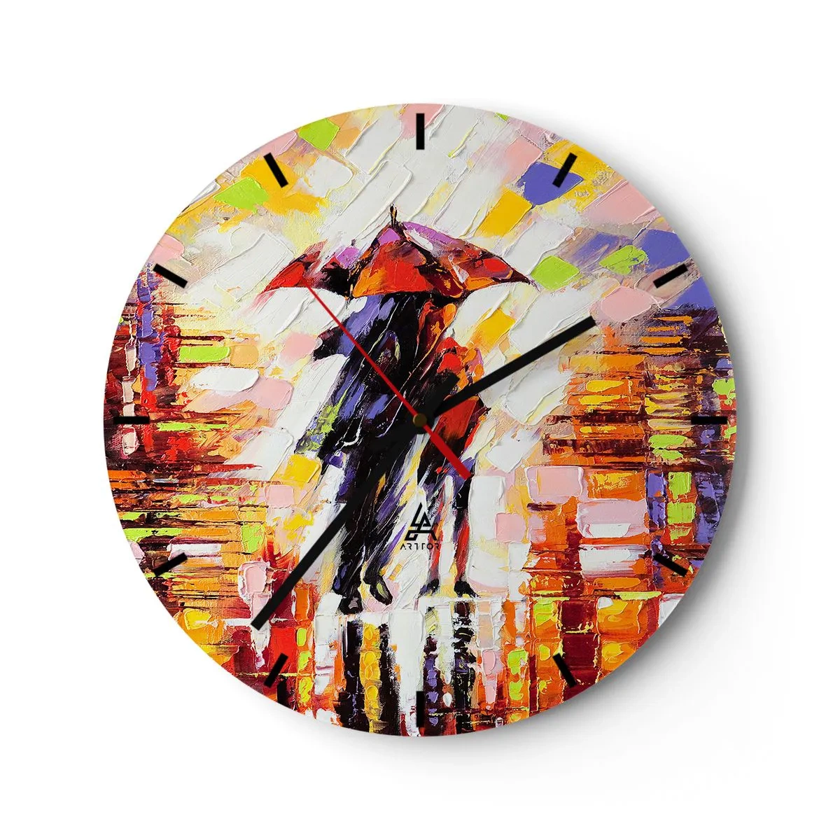 Wall clock - Clock on glass - Together through Night and Rain - 40x40 cm
