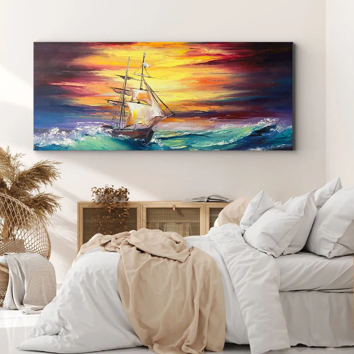 Canvas picture - Fearlessly towards the Waves - 140x50 cm