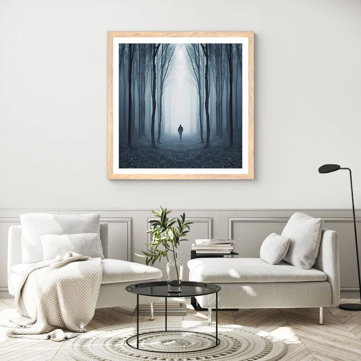 Poster in light oak frame - And Everything is Straight and Bright - 50x50 cm