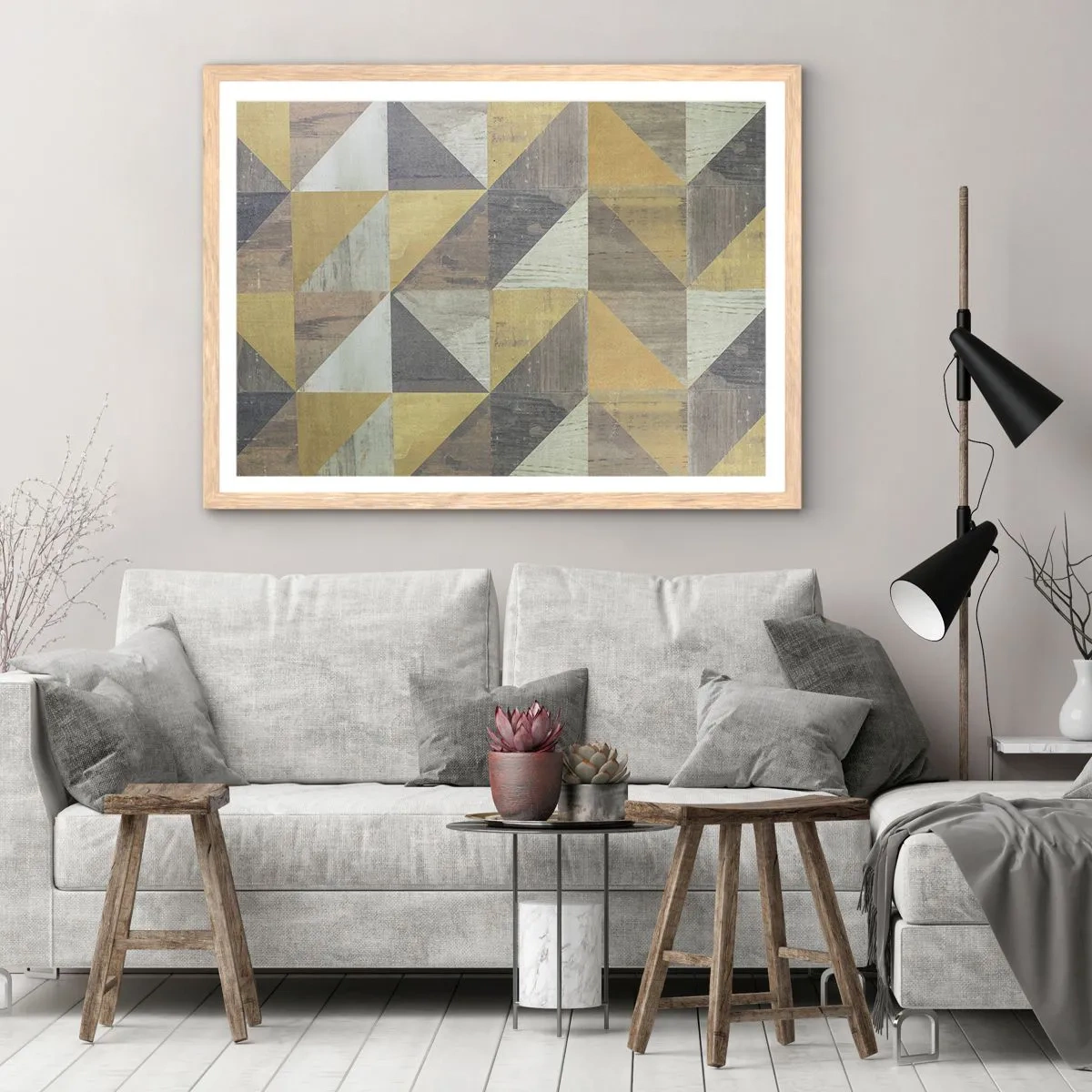 Poster in light oak frame - The Art. of Triangles - 40x30 cm