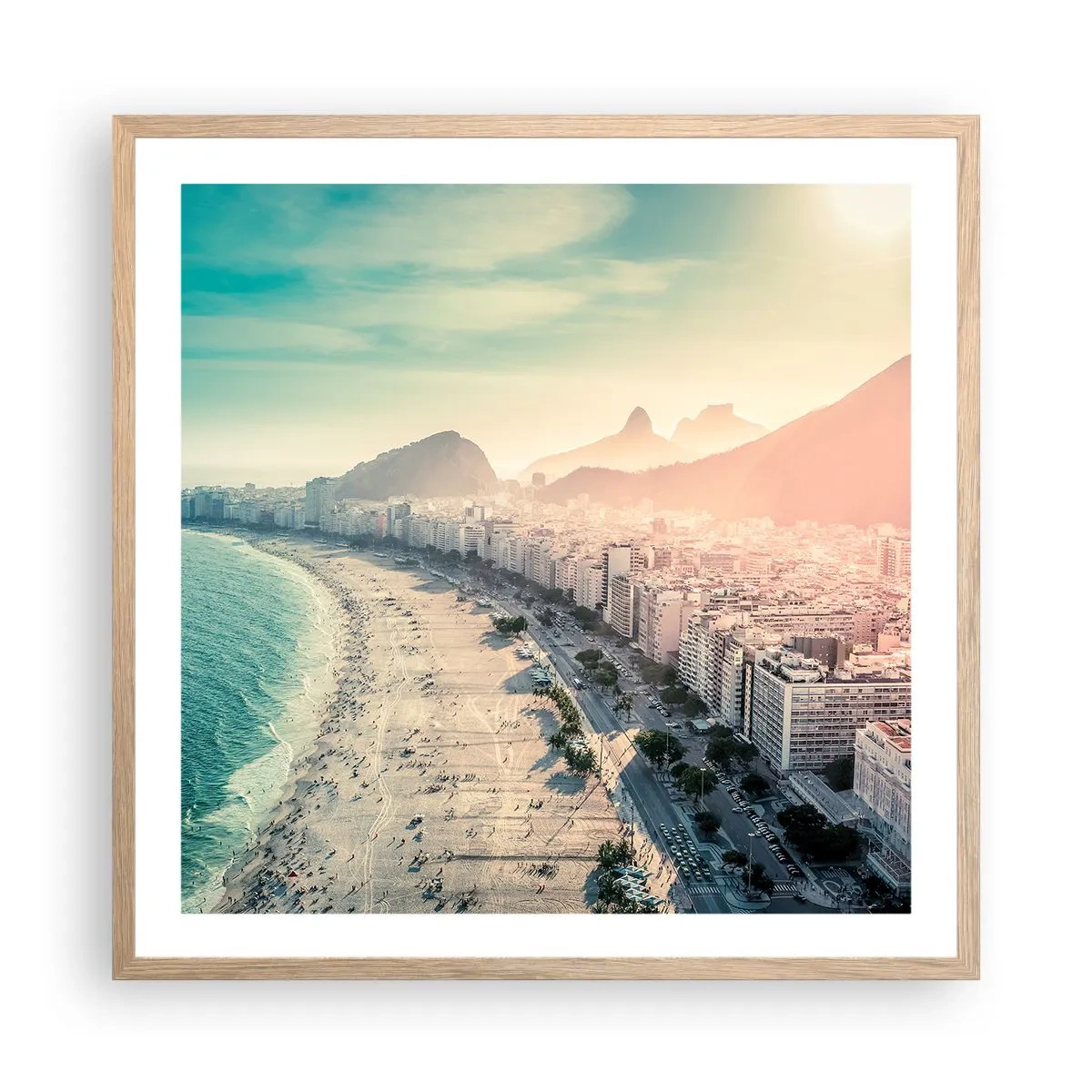 Poster in light oak frame - Eternal Holiday in Rio - 60x60 cm
