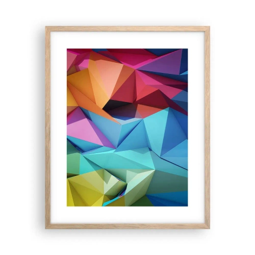 Poster in light oak frame - Rainbow Origami - 40x50 cm