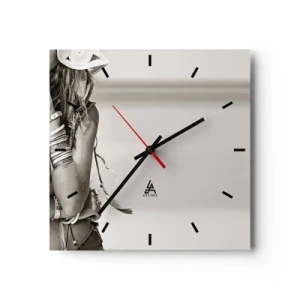 Wall clock - Clock on glass - Like a Girl - 30x30 cm