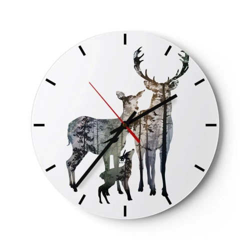 Wall clock - Clock on glass - Family Photo - 40x40 cm
