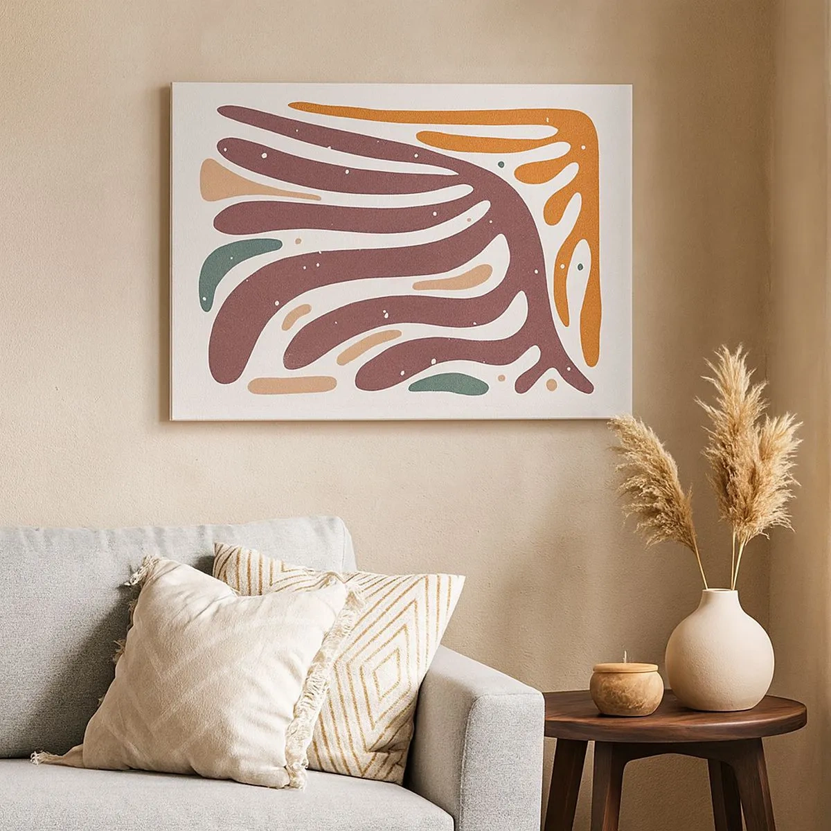 Canvas picture - Organic pattern with radiant lines in warm shades - 70x50cm - Radiant Organic Composition - Modern wall decoration for the living room and bedroom ARTTOR