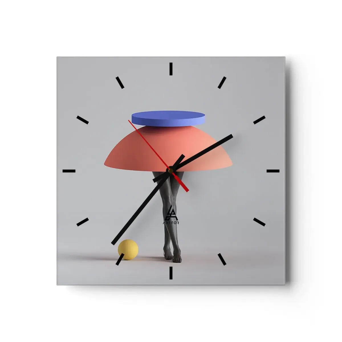 Wall clock - Clock on glass - Surrealistic Composition - 30x30 cm