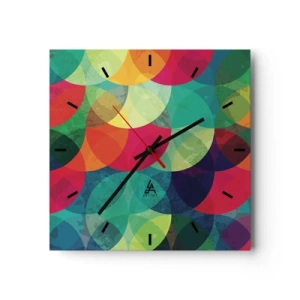 Wall clock - Clock on glass - Into the Rainbow - 30x30 cm