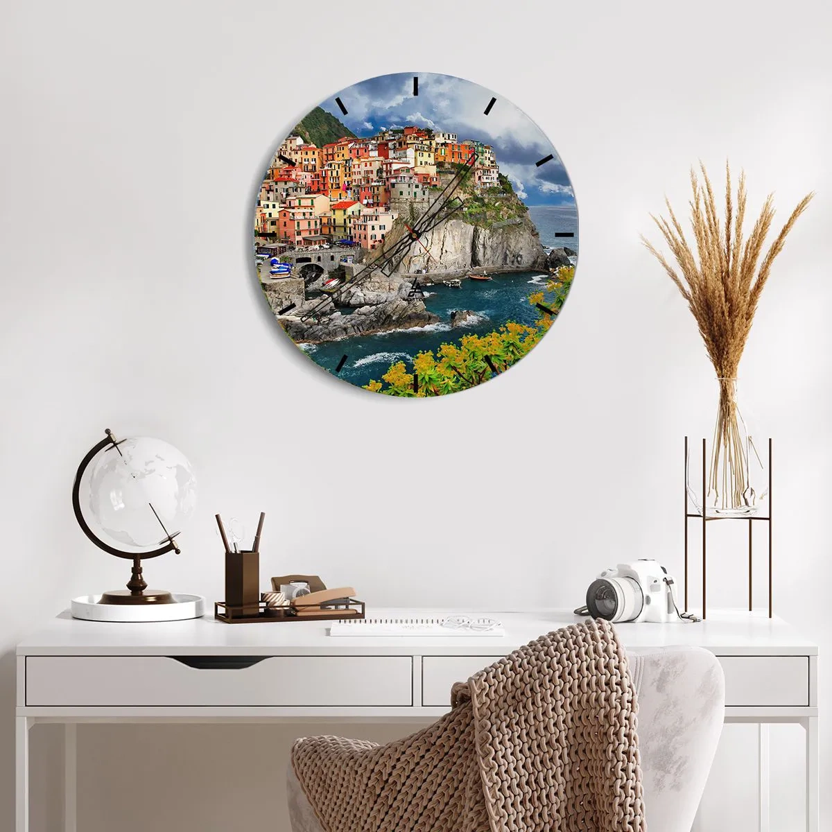 Wall clock - Clock on glass - Hugging the Rocks - 40x40 cm