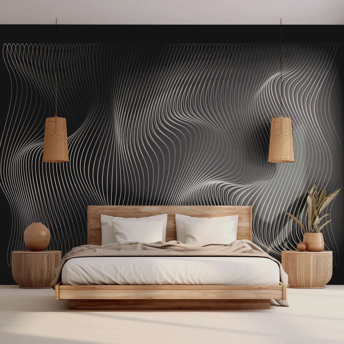 Self-Adhesive Photo Wallpaper Deluxe Sticker - Dance of the Light in Space - 3D, Lines, Modern - 400x280 cm