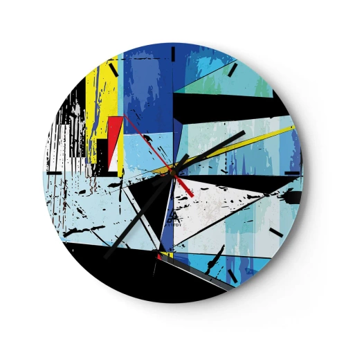 Wall clock - Clock on glass - Looking at the World at an Angle - 40x40 cm