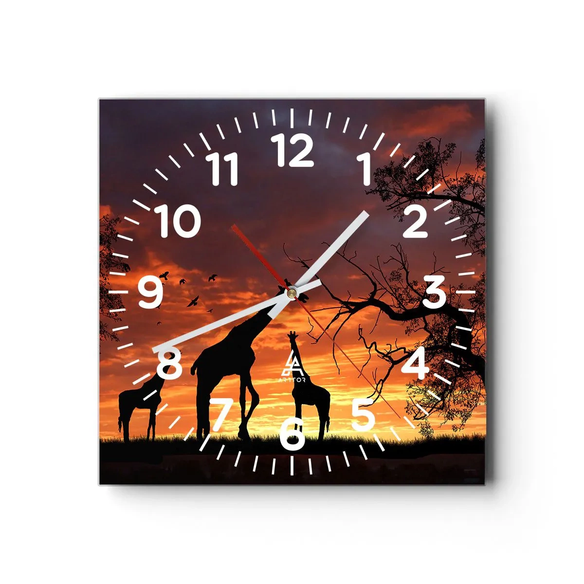 Wall clock - Clock on glass - Small Dinner among Close Ones - 30x30 cm