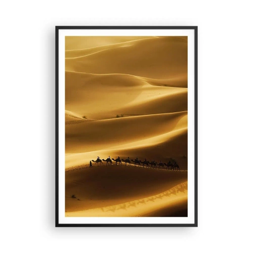 Poster in black frame - Caravan on the Waves of a Desert - 70x100 cm