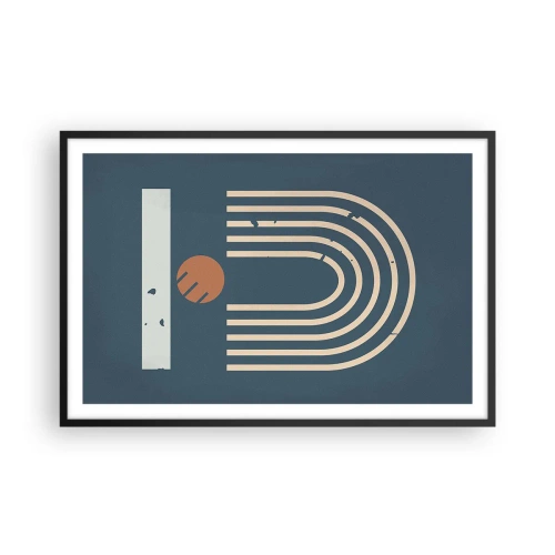 Poster in black frame - Geometry on Navy Blue - 91x61 cm