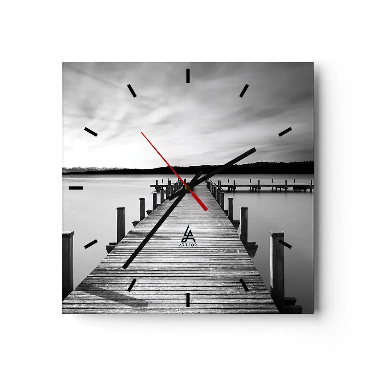 Wall clock - Clock on glass - Lake of Peace - 40x40 cm