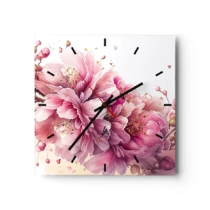 Wall clock - Clock on glass - Land of Cherry Blossoms - 40x40 cm