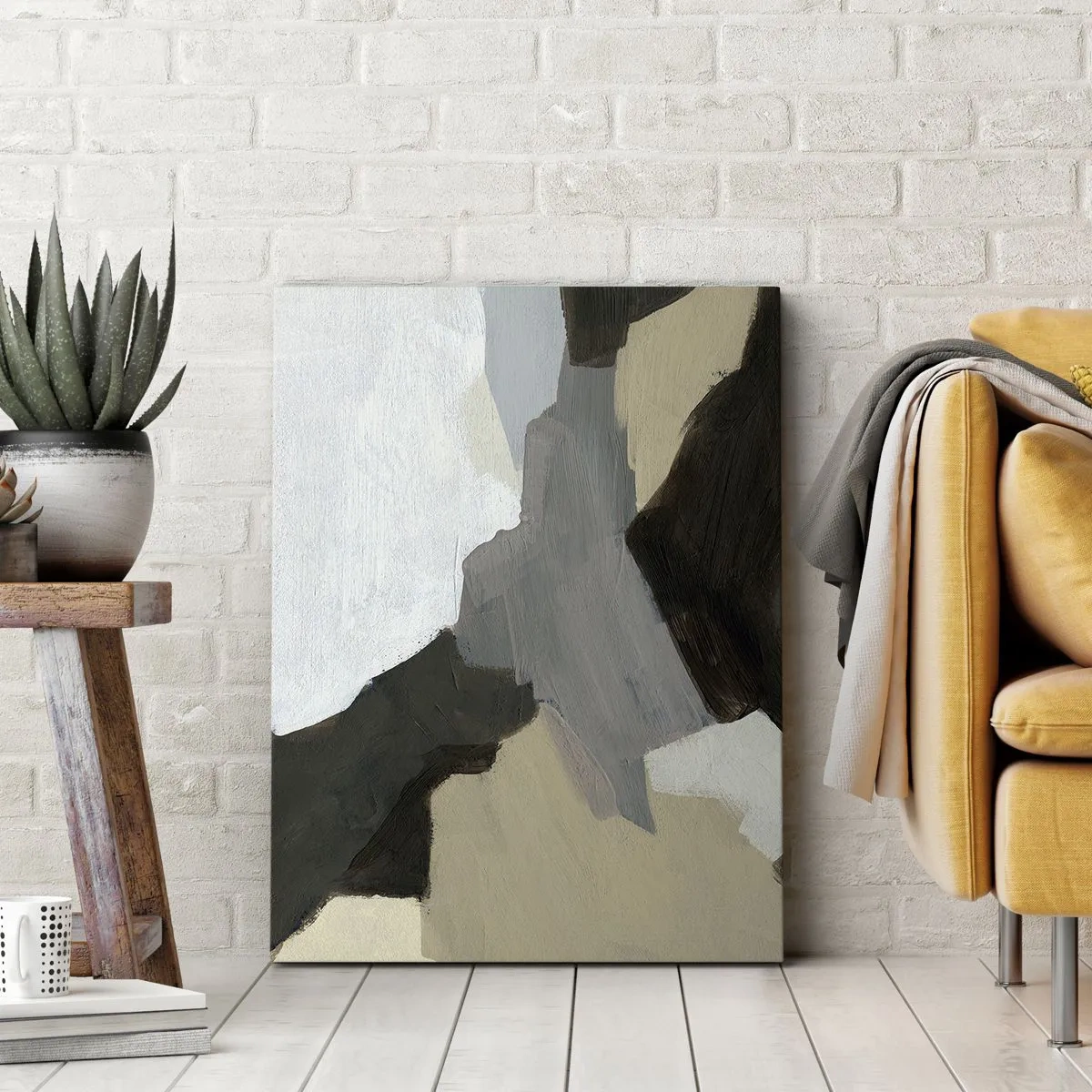 Canvas picture - Abstract: Crossroads of Grey - 45x80 cm