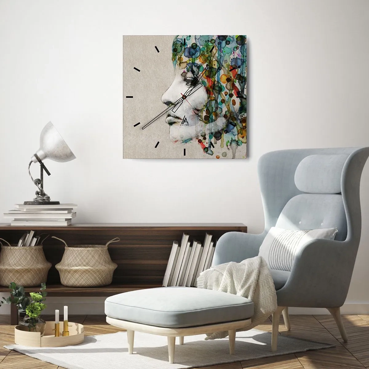 Wall clock - Clock on glass - Emerged from Greyness - 30x30 cm