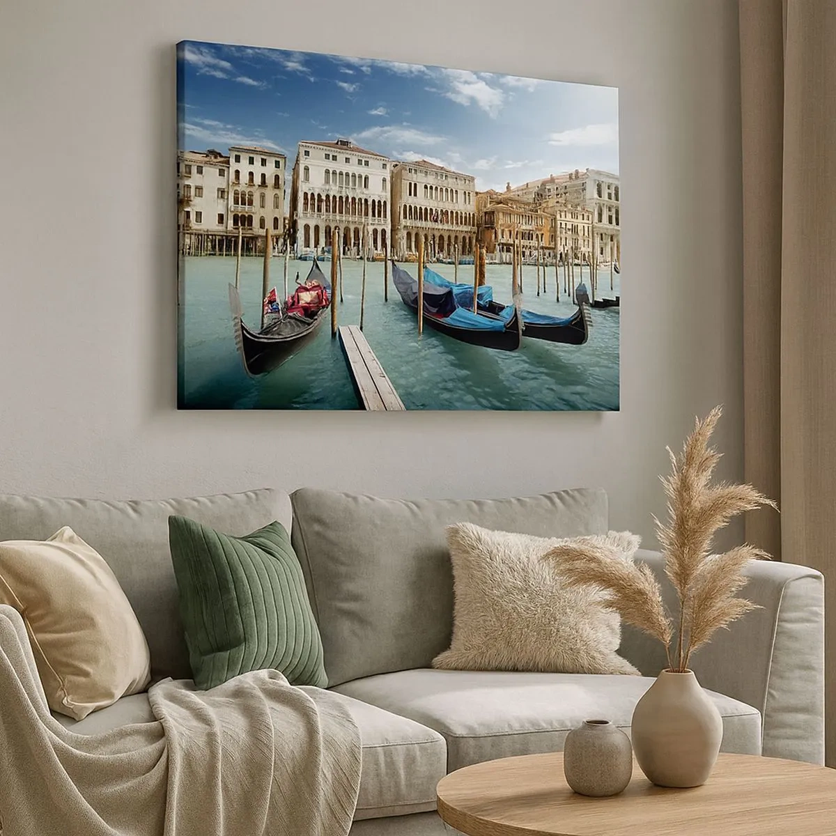 Canvas picture - Venice with gondolas and palaces against the sky - 70x50cm - Palaces in Blue - Modern wall decoration for the living room and bedroom ARTTOR