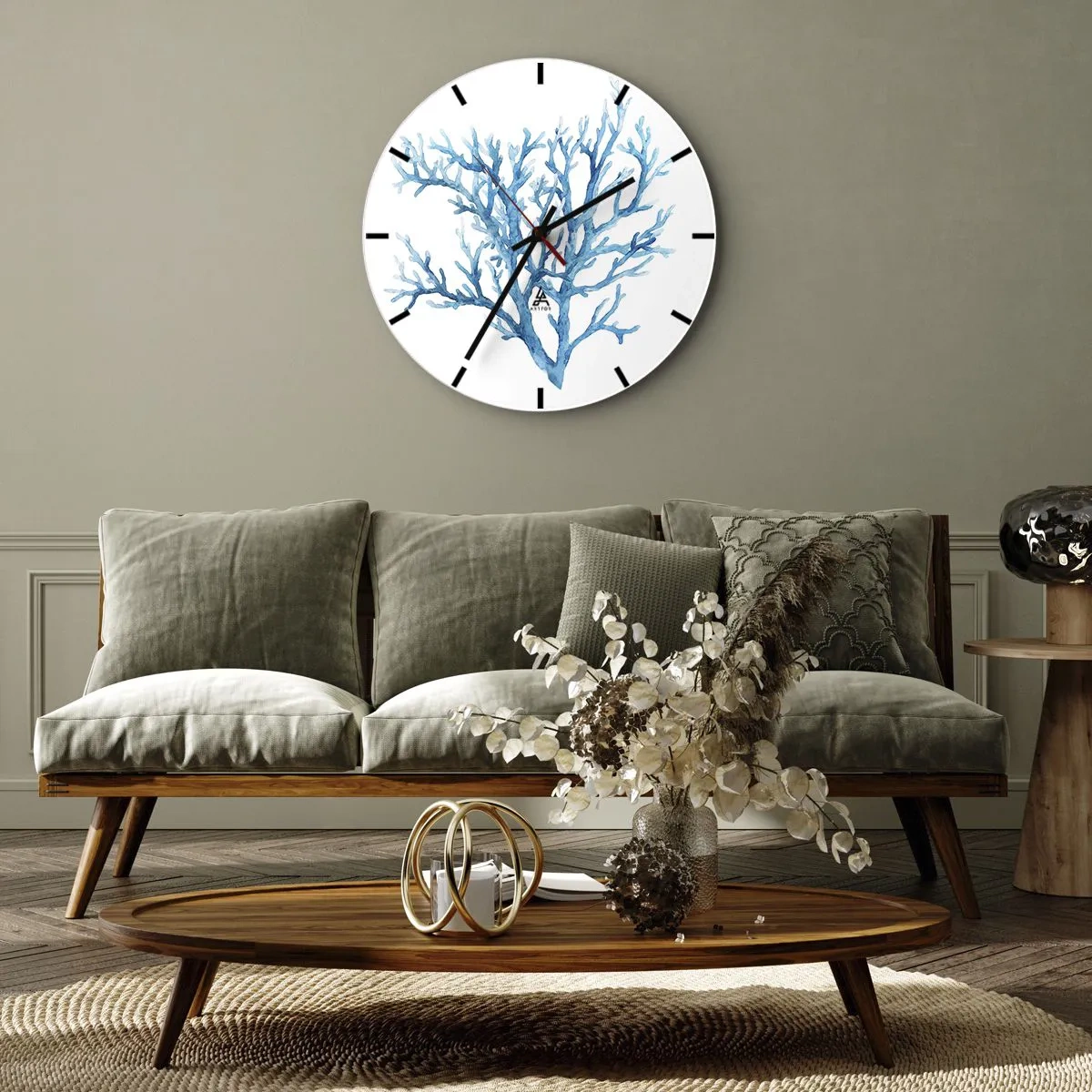 Wall clock - Clock on glass - Sea Filigree - 30x30 cm