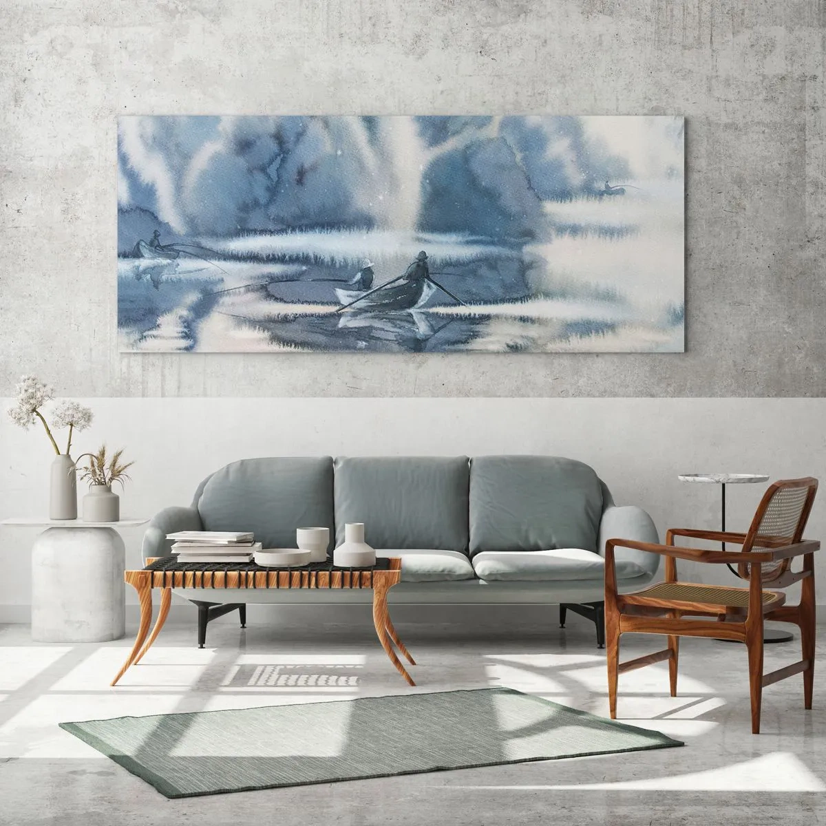 Glass picture - Fishermen in Their Paradise - 140x50 cm