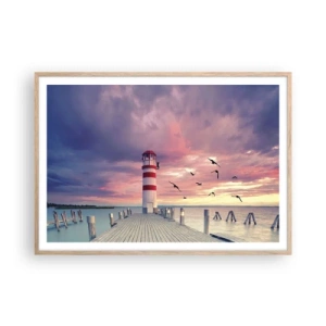 Poster in light oak frame - Time for Port - 100x70 cm