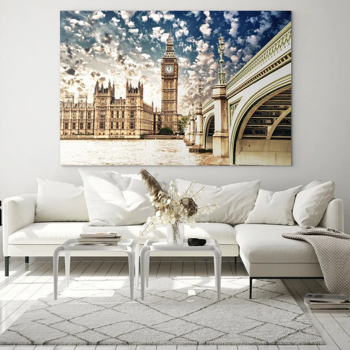 Glass picture - Clouds over the Thames - 120x80 cm