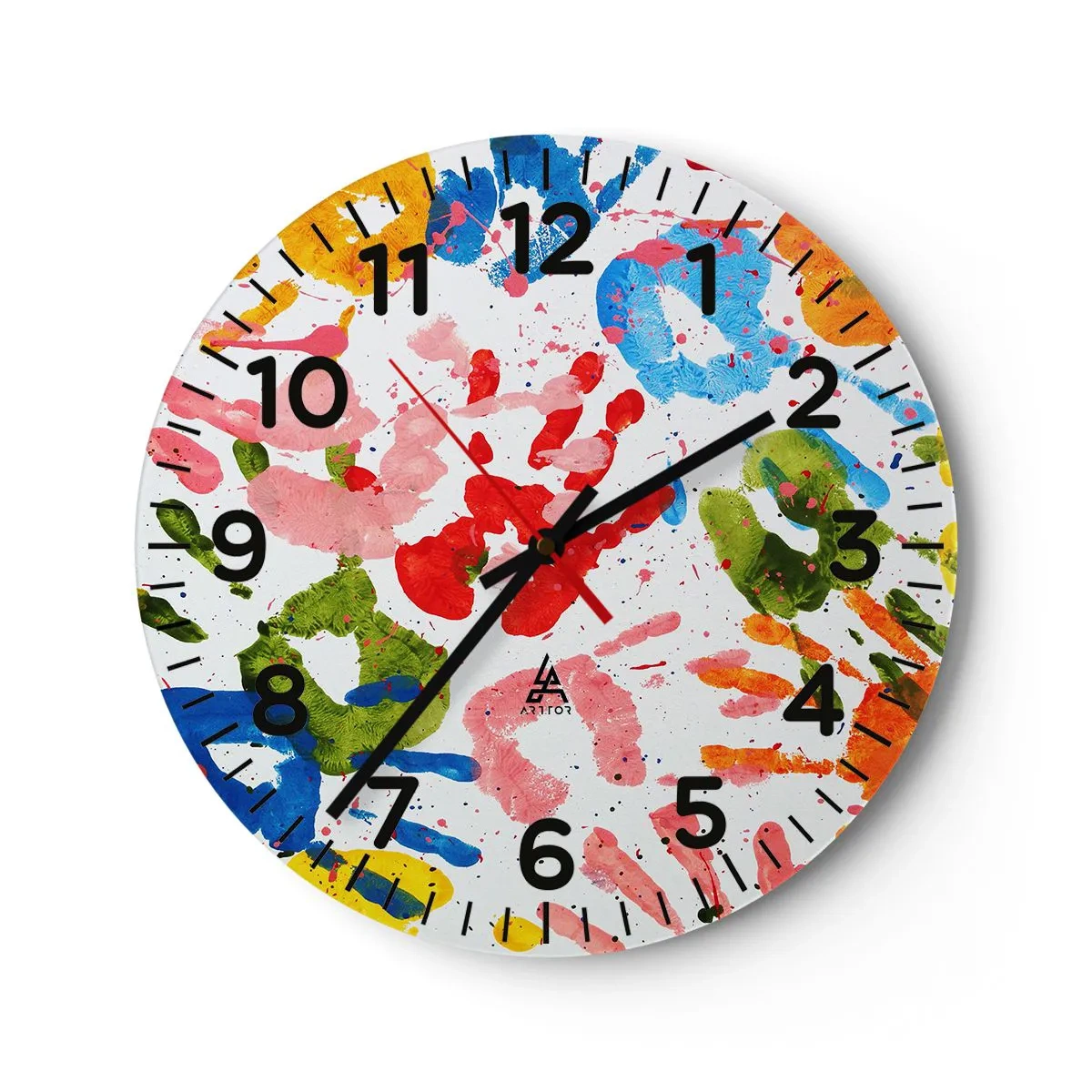 Wall clock - Clock on glass - High Five! - 40x40 cm