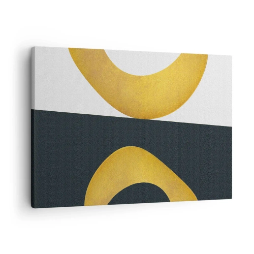Canvas picture - Geometric shapes in gold on a white and dark background - 70x50cm - First Of All: Gold - Modern wall decoration for the living room and bedroom ARTTOR