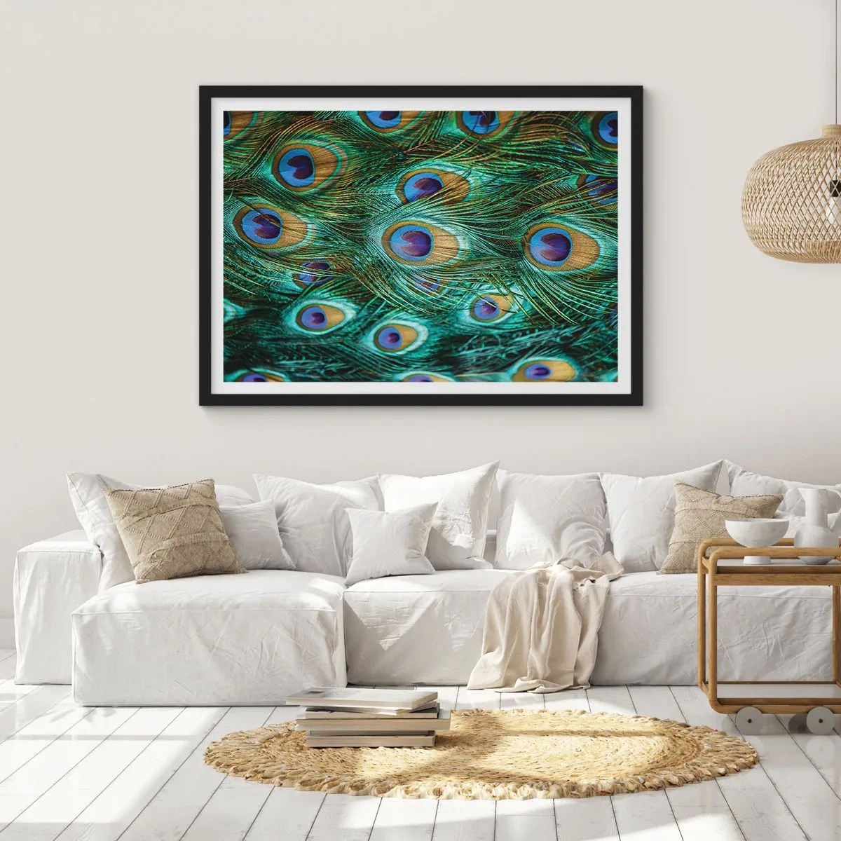 Poster in black frame - Peacock Eyes - 91x61 cm