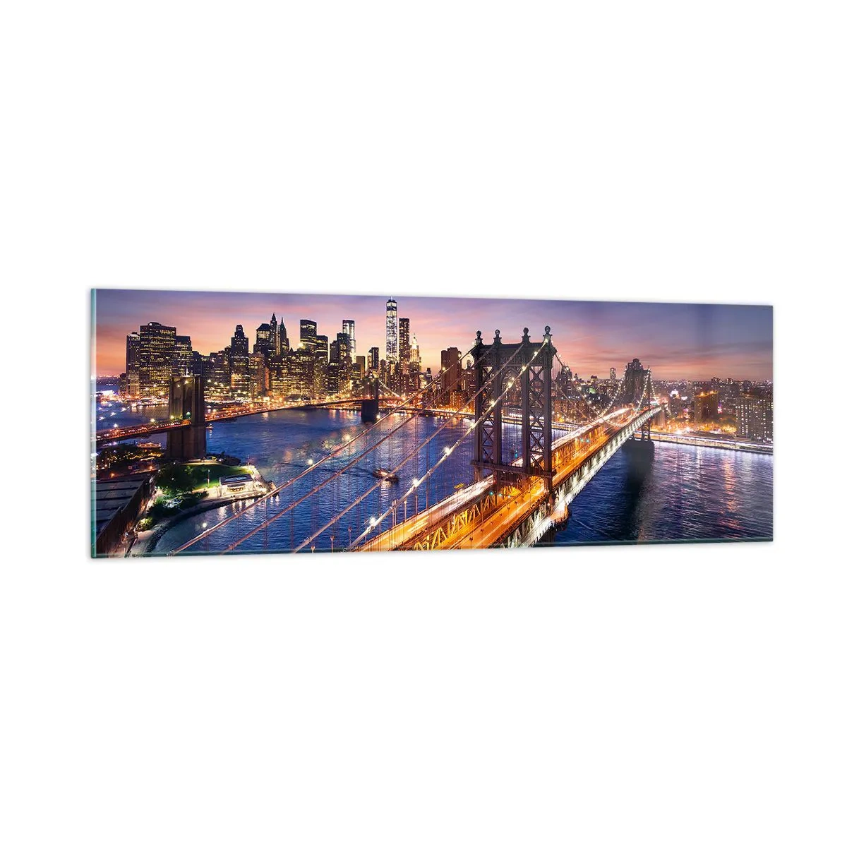 Glass picture - Down the Illuminated Bridge - 90x30 cm