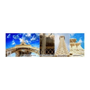 Photo Wallpaper Sample Premium Canvas - Reaching Sky and Clouds - City, Paris, Eiffel Tower - 100x30 cm